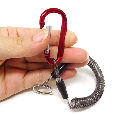 طناب مارپیچ سیم فولادی با امنیت بالا با کارابین / حلقه کلید