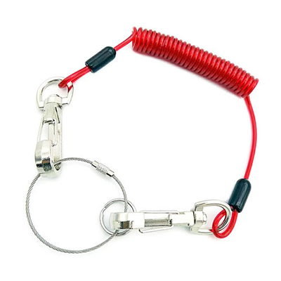 طناب ابزار سیم پیچ فولادی قابل گسترش قرمز برای ایمنی در ارتفاع 1.5 میلی متر