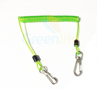ابزار ایمنی طناب پلاستیکی شفاف سبز طناب پیچ خورده با سیم در داخل