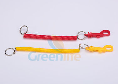 EVA مواد قرمز زرد کویل Keychain با کلیپ، Swivel Spring Chain Keys Stretchy